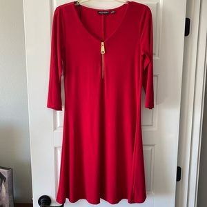Women’s Quarter Length Sleeves Red Business Professional Dress